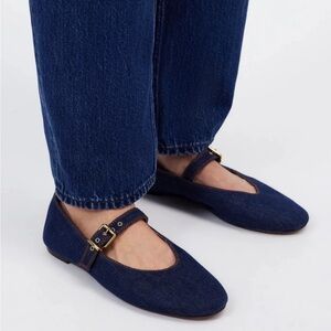 Madewell Dark Denim Buckle MaryJane Flats